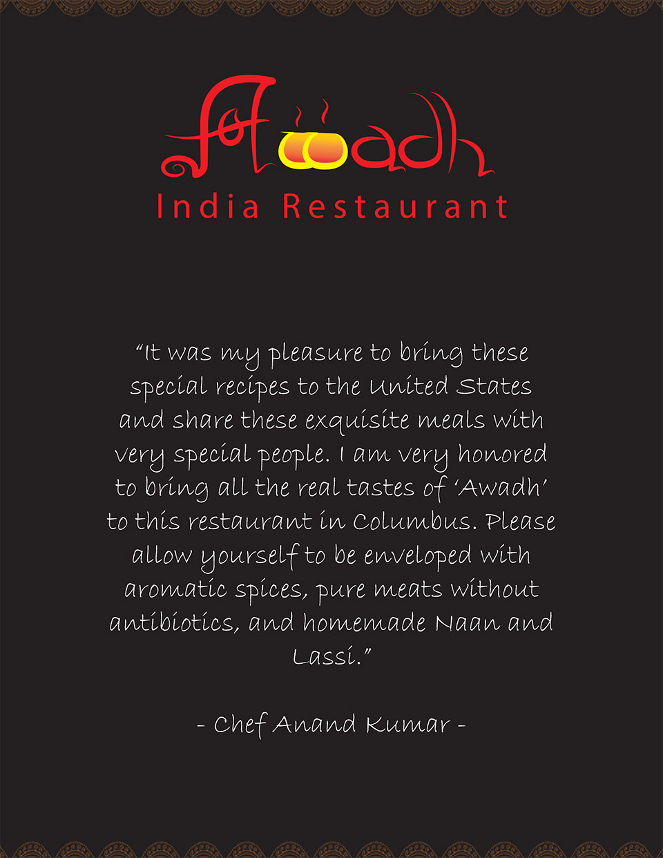Awadh India Restaurant menu Columbus